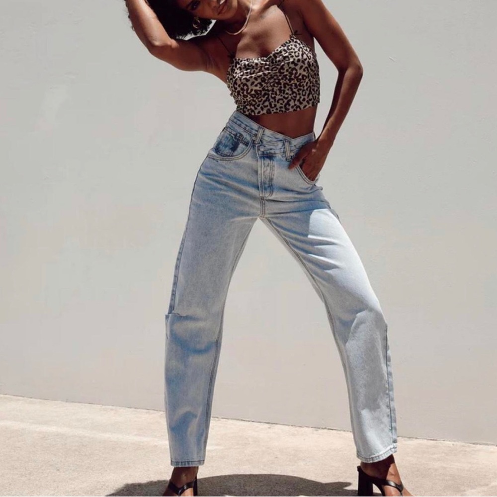 princess polly asymmetrical jeans